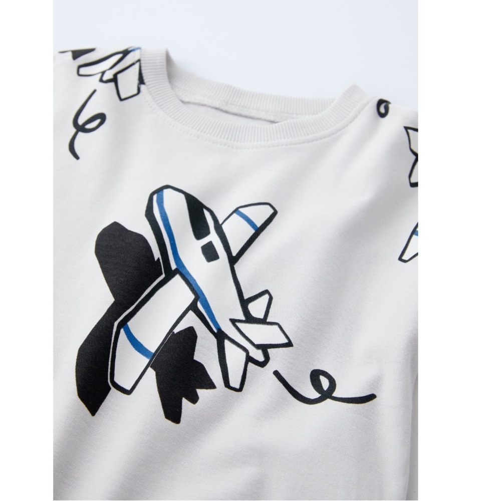 Zara Airplane Print Long Sleeve Shirt - Picture 3 of 3